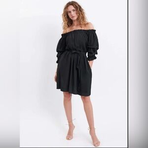 Mersea Tulum Ruffle Dress w/pockets in Black Size Medium Beach Vacation NEW